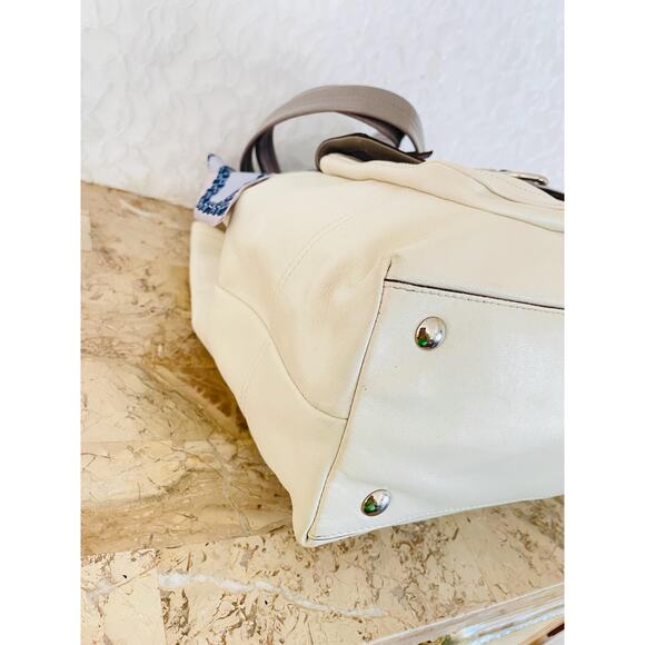 Coach penelope F18890 white gray Leather large Satchel BAG shoulder bag tote - Picture 7 of 10